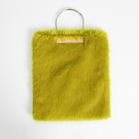 heurueh Handbags - Lime Faux Fur Tote